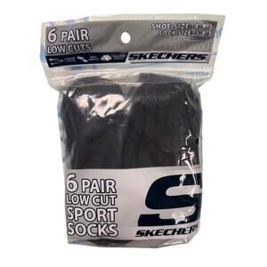 Skechers Kid 6-Pair Low Cut Sport Sock Shoe Size 4-8.5 Sock Size 5-6.5 Black New
